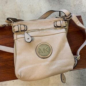 Michael Kors Tan Crossbody Bag with Metallic Logo